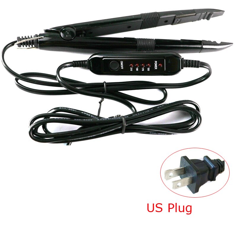Fusion Iron Connector Keratin Bonding Tools Adjustable Temperature Mini Iron Fusion Connector Black/Red Color Available: Black-US Plug