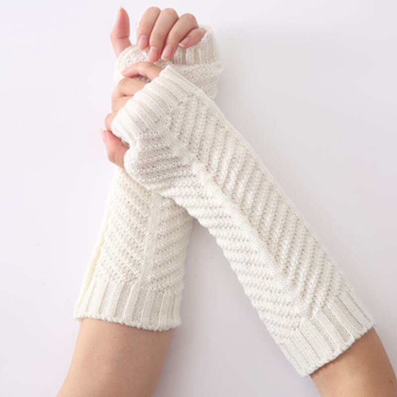 Vingerloze rekbare handschoenen, lange vingerloze handschoenen,Winter gebreide armwarmer vingerloze handschoenen - Rekbare warmer duimgat ellebooglengte handschoenen voor dames en heren