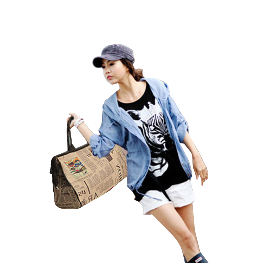 Retro Vintage Tote Handbag Large Capacity Casual Travel Newspaper Pattern Luggage Bag for Women