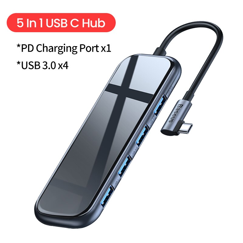 Baseus Usb C Hub Usb 3.0 Hdmi RJ45 Adapter Voor Macbook Pro Air Multi Type C Hub Met Draadloze lading Voor Iwatch USB-C Hub: 5 In 1 USB C Hub