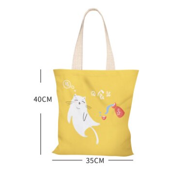 Japońskie małe świeże płótno damska torba na ramię kreskówka słodki kociak dużego ciężaru torba płócienna torba studencka płócienna torba: MULTI