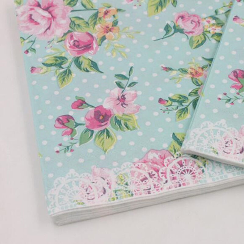 20 stk vintage blomst bordpapir servietter decoupage tissue håndklæde fødselsdag bryllupsfest smuk indretning køkkenpapir