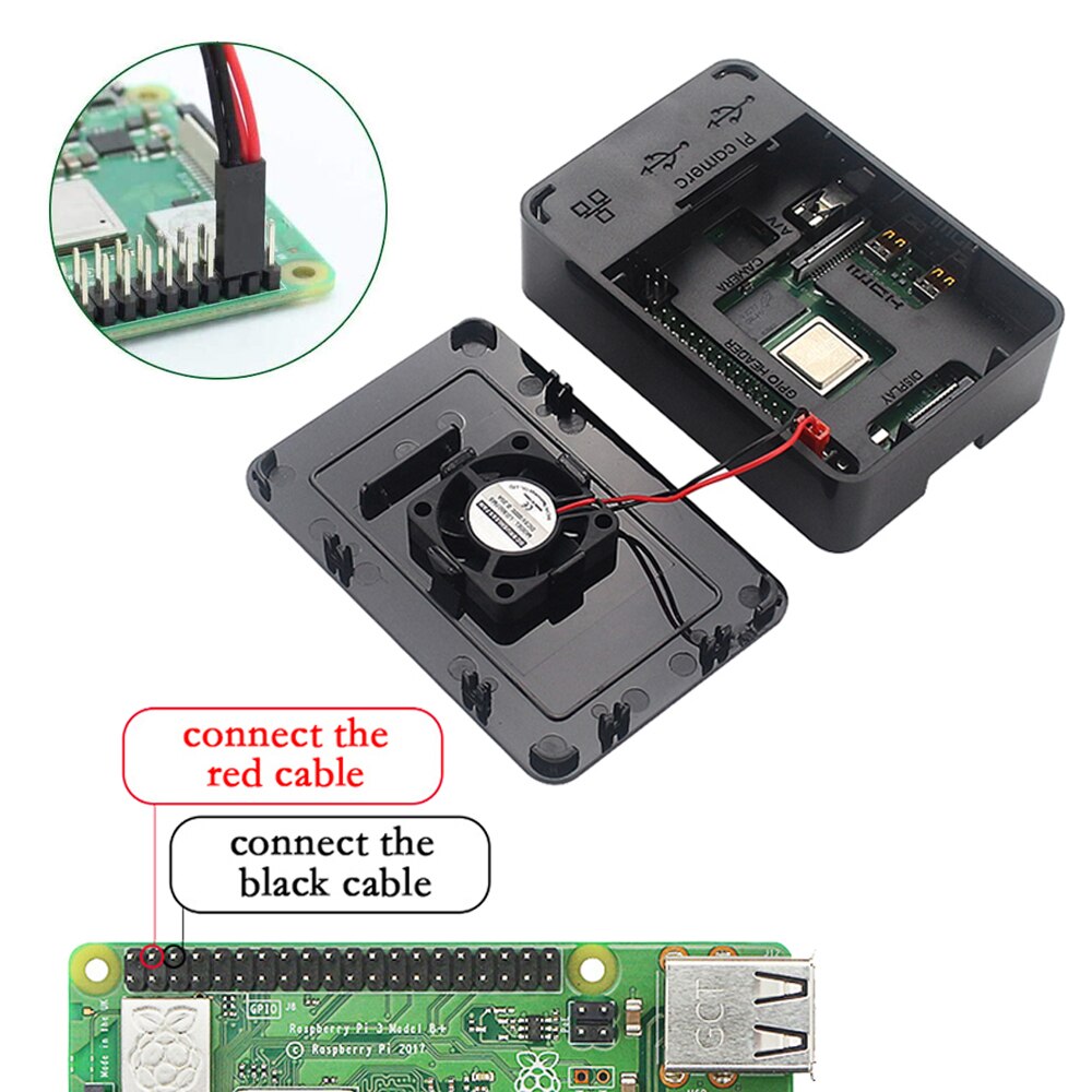 Raspberry Pi 4 ABS Case Raspberry Pi 4 Model B Pi 4B Case Black Box Shell Enclosure support Cooling Fan Aluminum Heat Sink