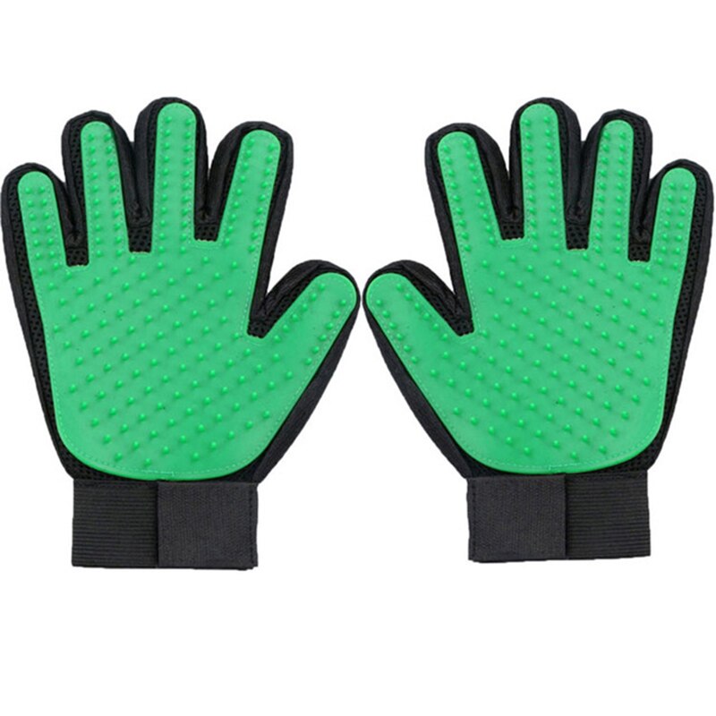 Gummi Handschuh für Kämmen Tiere Handschuh Silikon Haustier Katzen Haar Pinsel Kamm Reinigung Entfernung Haarbürste für Hunde CatsTake Schlecht Handschuh: Grün Paar