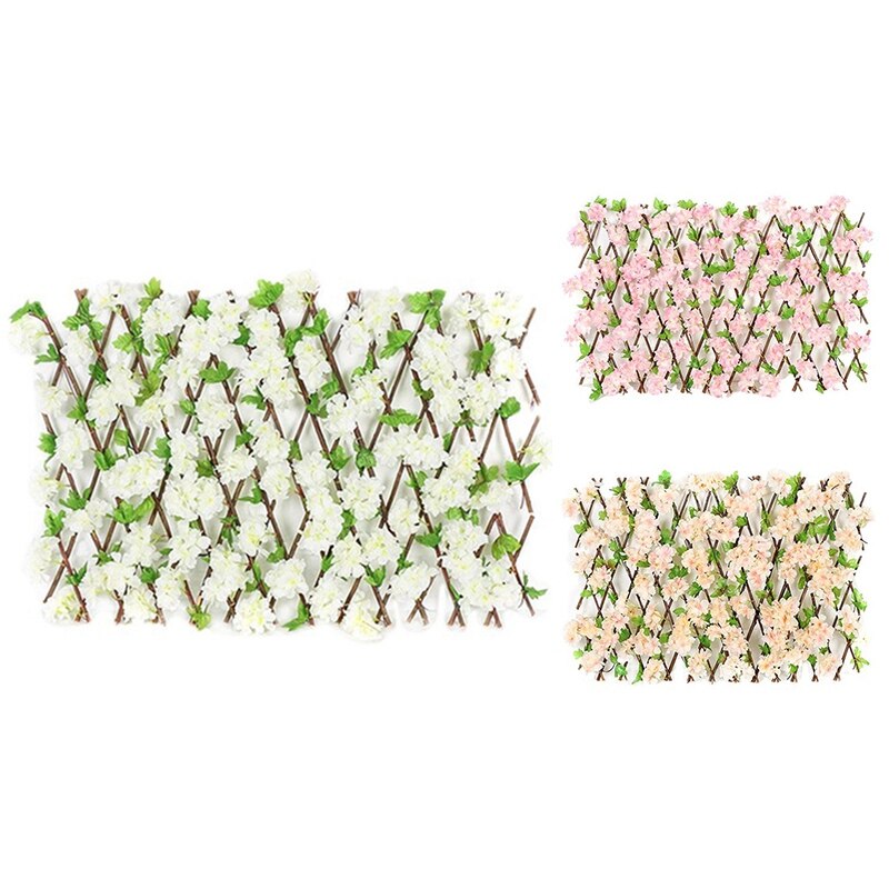 Haven hegn pil træ hæk med kunstige blomster blade haven dekoration sning ekspanderende trellis