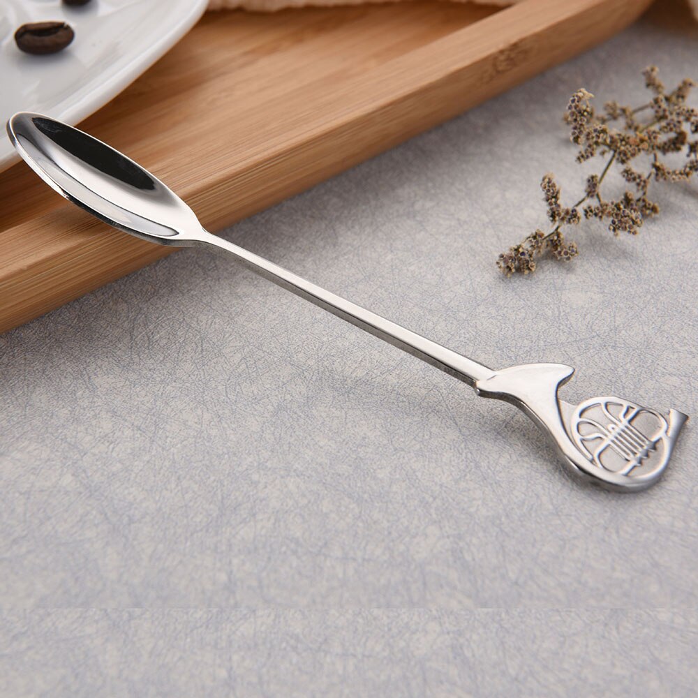 Cucharas con nota Musical creativa, cuchara de café de mango largo, de acero inoxidable, cuchara agitadora, vajilla, 1 ud.: 5