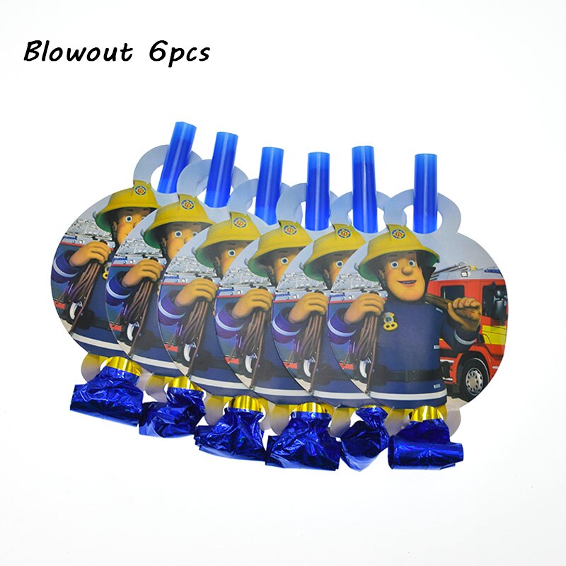 Décorations de table jetable pour cérémonie prénatale et fête prénatale pour adultes et camion de pompier Sam: Blowout 6pcs