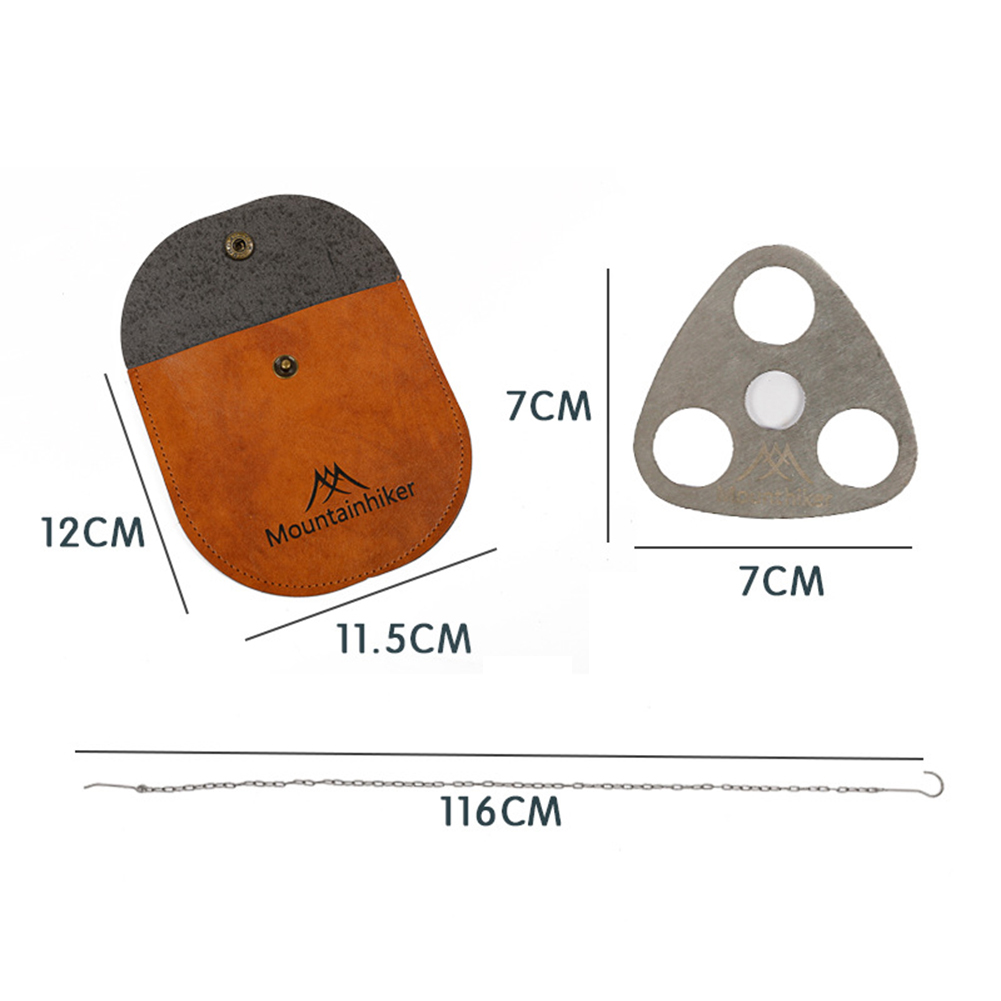 Soporte de maceta colgante de trípode de Camping con bolsa de almacenamiento de cuero, colgador de estante de barbacoa, longitud ajustable, anillo de trípode de cadena para Picnic de campamento: Default Title