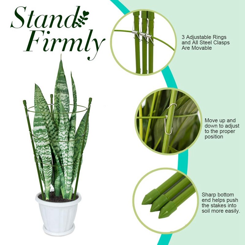 2- pack plantensteunkooi van metaal, roestbestendig, tuinplantensteunring, plantenstok, plantensteun