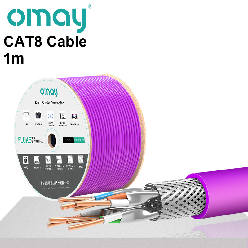 RJ45 CAT8 ABGESCHIRMTES KABEL 40Gbps 2000MHz S/FTP 22AWG 4PR SAUERSTOFF-FREIES KUPFER LSZH ANSI/TIA 568C.2-1 &amp; ISO/IEC TR 11801 OMAY: CAT8 CABLE (P) 1m