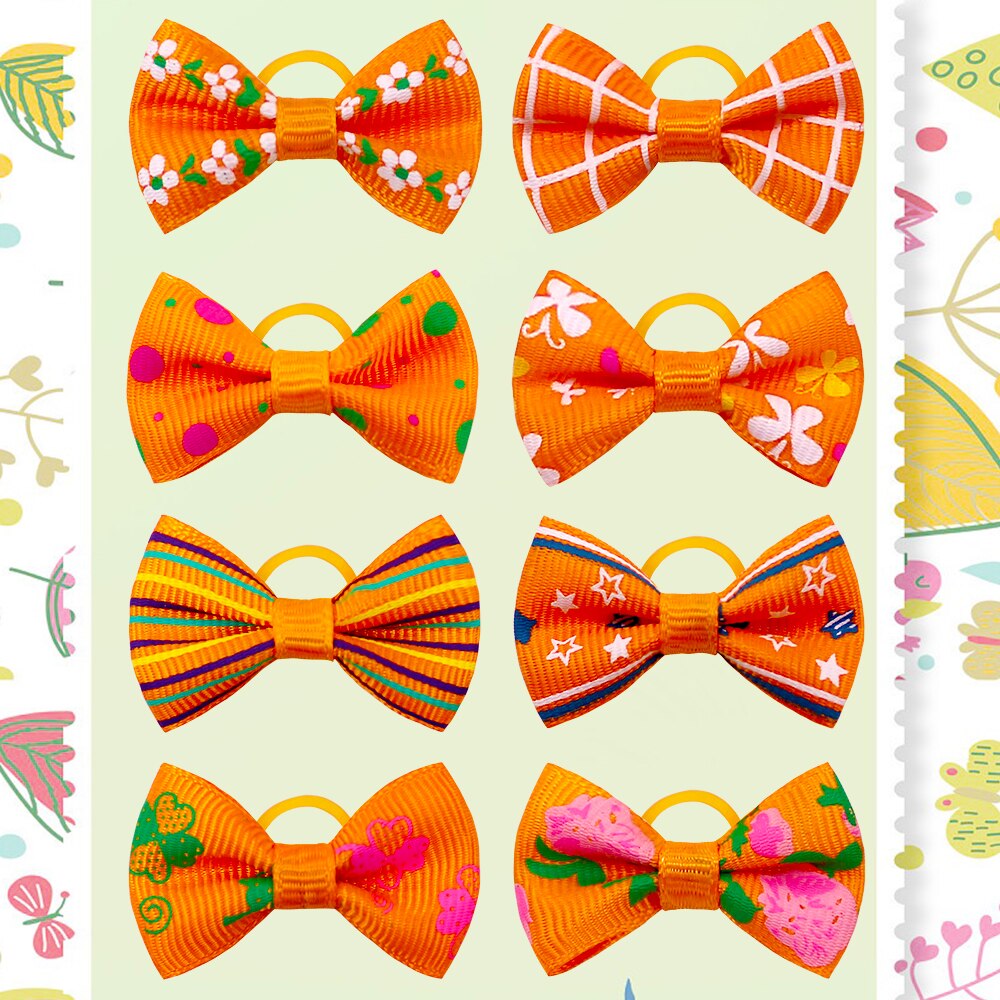 Lazos de pelo naranja para perros pequeños, accesorios para el cabello para el otoño/otoño, productos para mascotas, 50/100 Uds.