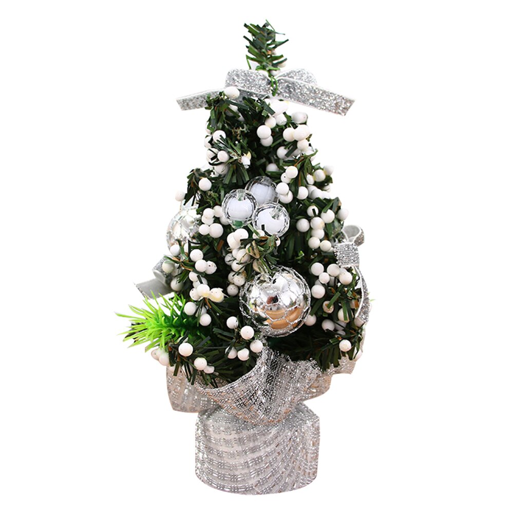 20cm juledekorationsbuket 20cm mini-juledekorationstræ til bordbord juleartikler: Sølv