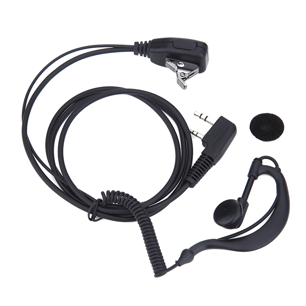 2 Pin Earpiece Covert Acoustic Tube Ear Hook Headset with PTT MIC Walkie Talkie Microphone Earphone for BAOFENG UV5R KENWOOD