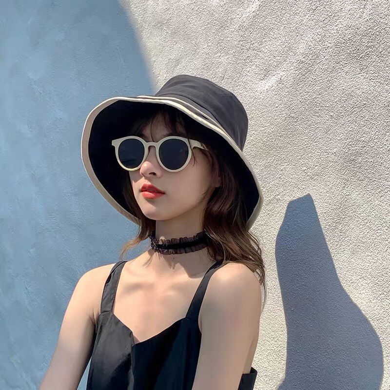 INS Summer Big Brim Sun Hat For Women Seaside Sun Protection UV Cap Wild Fisherman Hat Korean Version Buket Hat