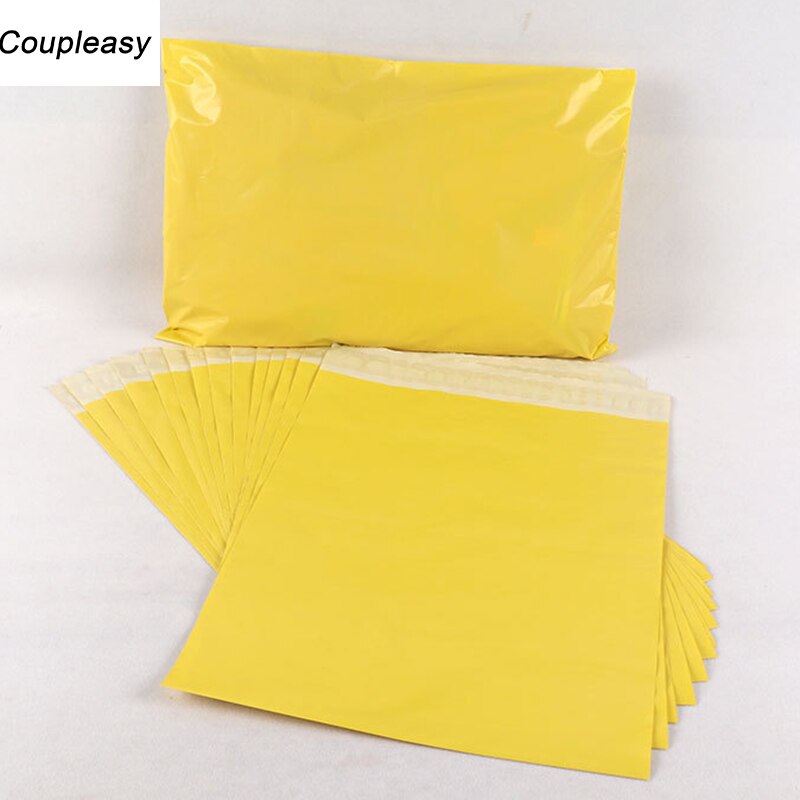 Bolsas de mensajería a prueba de polvo, sobres de plástico autoadhesivos para correo, color amarillo, 5 tamaños, 20 unidades