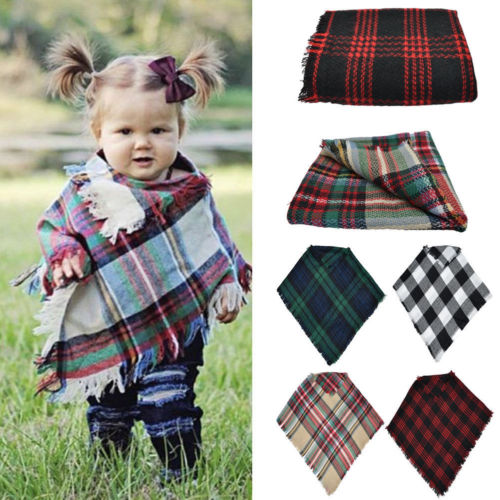 neue Fahion UNS Lagerbier freundlicher Baby Jungen Mädchen Kleinkind Jacke Mädchen Jungen Winter warm Plaid Wolle Schal Tippet Cappa