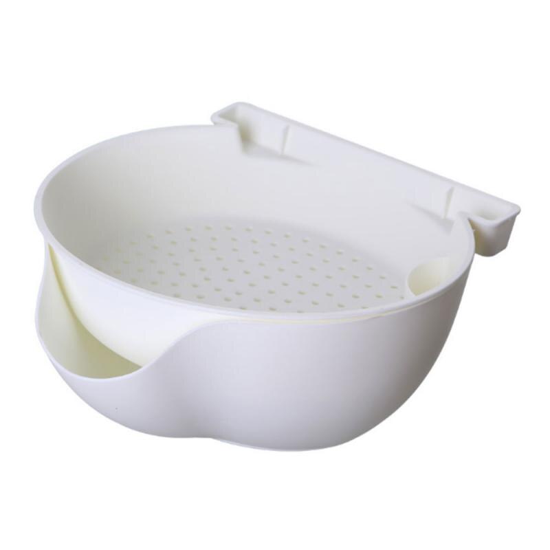 Kitchen Double-layer Plastic Sealed Fresh-keeping Box Draining Vegetables Blue Fruit Basket Vegetable Washing Basket: 03