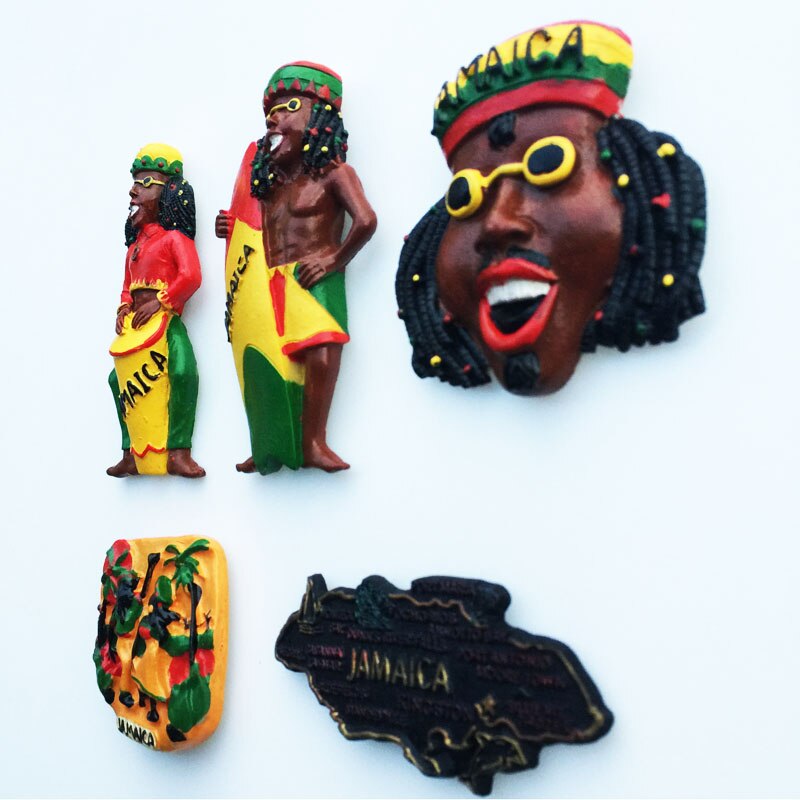 Jamaica Koelkast Magneten Toeristische Souvenirs Vuile Gevlochten Hand Drum Surfen Decoratieve Hars Ambachten Home Decor