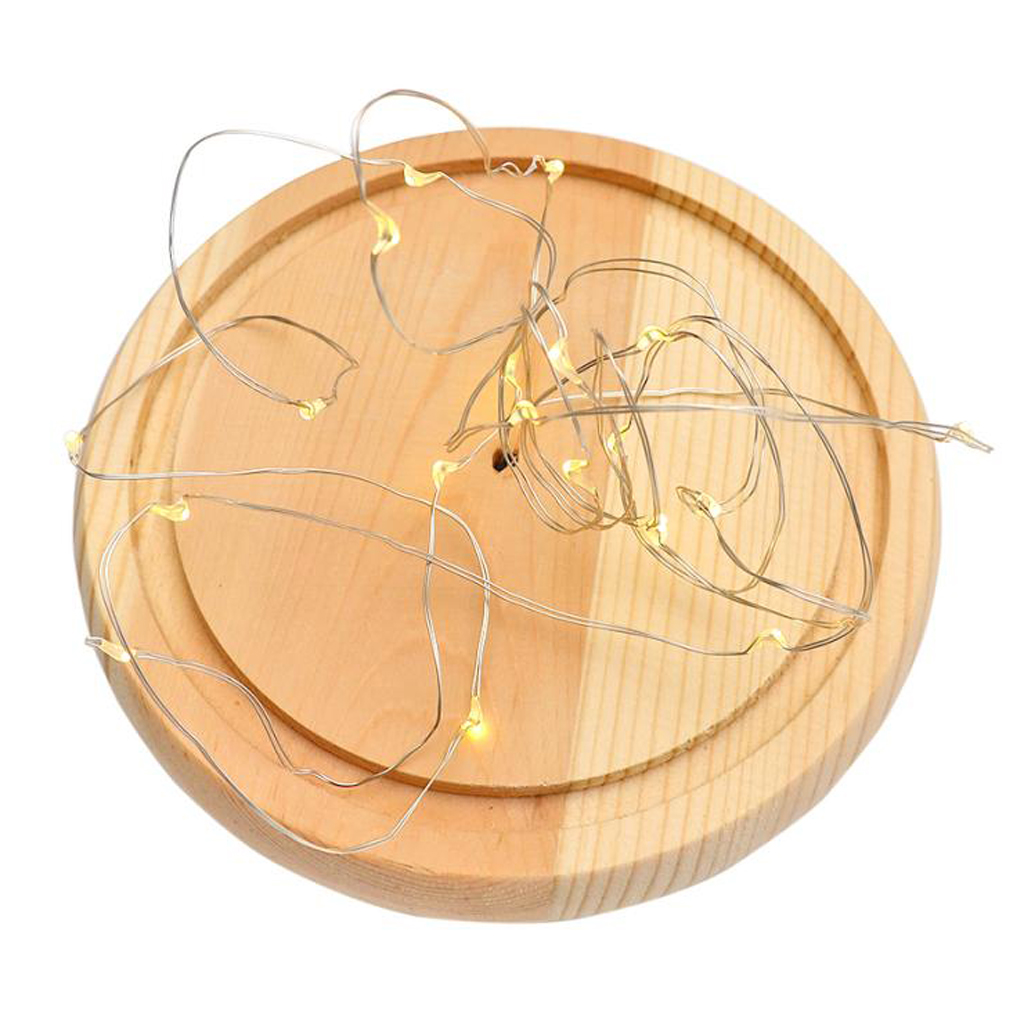 Luces LED con batería, Base de madera, campana de cristal transparente, decoración de mesa, planta, florero, contenedor, paisaje DIY en miniatura