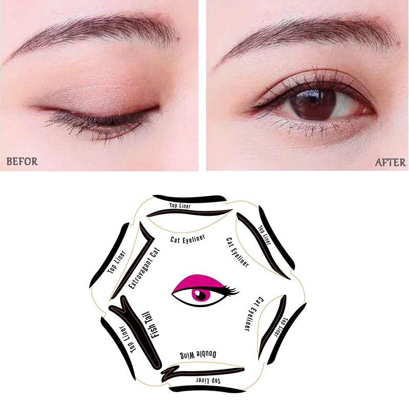 1 Pcs Verkoop 6 In 1 Stencils Eyeliner Template Smoky Makeup Gids Oog Liner Quick Tool