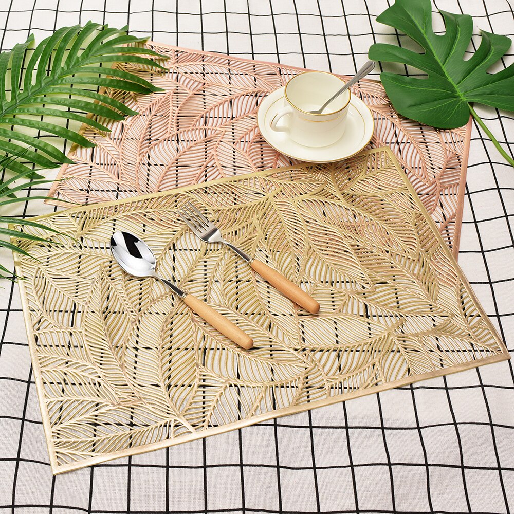 Individual Table Mat Rectangular Waterproof Non-Slip Table Mat Insulation Mat Coaster Home Decoration Table Mat PVC Placemat