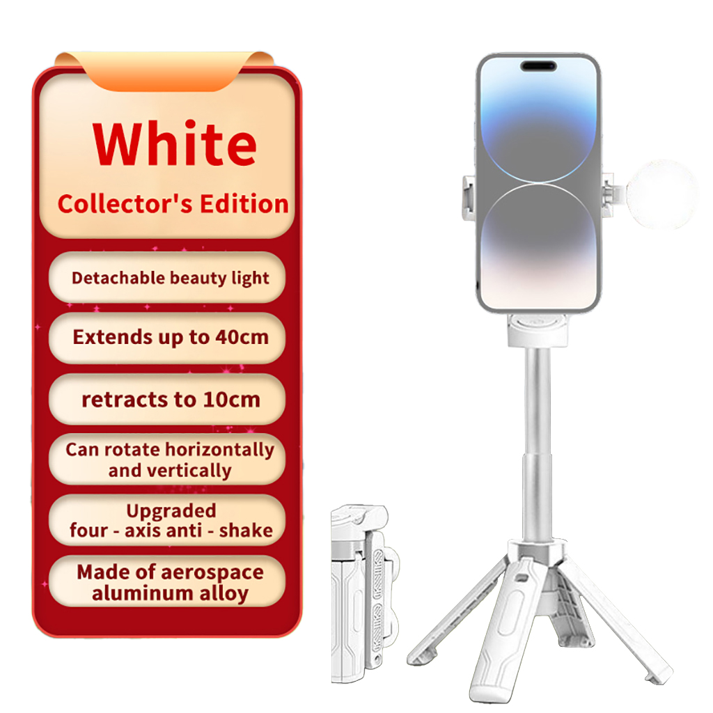 Palo de Selfie Universal para viaje, portátil, Universal, cuádruple, artefacto fotográfico para teléfono móvil, rotación de 360 grados: CRYSTAL