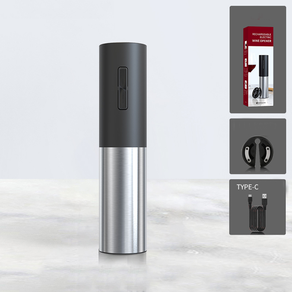 Ouvre-bouteille de vin électrique Rechargeable, tire-bouchon, ensemble de coupe en aluminium, ouvre-bouteille automatique pour gadgets de cuisine de vin, ouvre-boîte: KP03