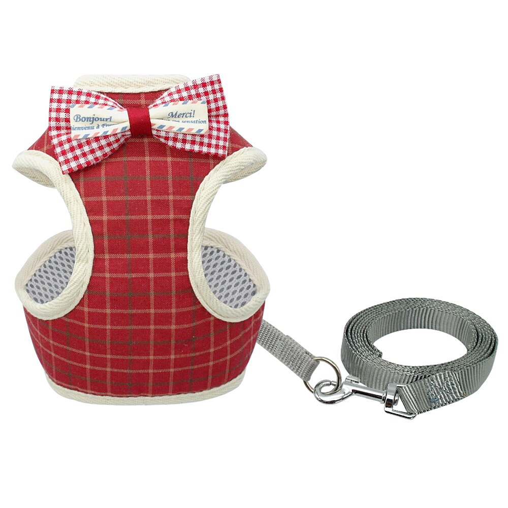 Bonito conjunto de arnés y correa para gatos, arnés de perrito de malla de nailon para mascotas, chaleco de ropa con Collar de gato de plomo para gatos pequeños, suministros para perros y gatitos para mascotas: 1 / S