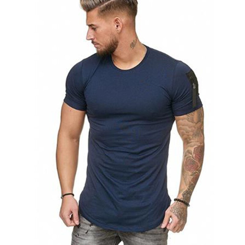 2021 Wish męska Casual sport Slim Fit jednolity kolor wokół szyi T-shirt męskie krótkie rękawy