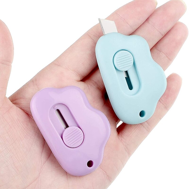 PPYY-8Stck Mini Dienstprogramm Messer Wolke Förmigen Kasten Cutter Versenkbare knapp Öffner Papier Umschlag Rollen Karton Tragbare Cutter