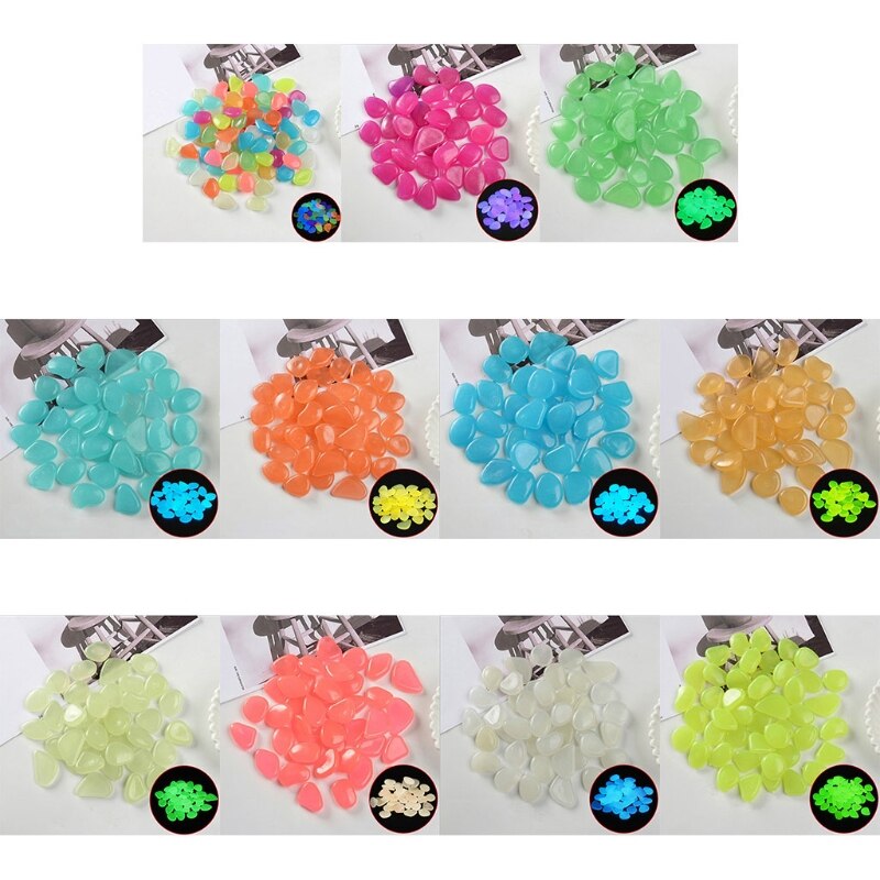 Pierres de gravier décoratives pour aquarium, 50 pièces, Style Chic, brille dans la nuit, rochers de jardin, pour allée, cour, bricolage
