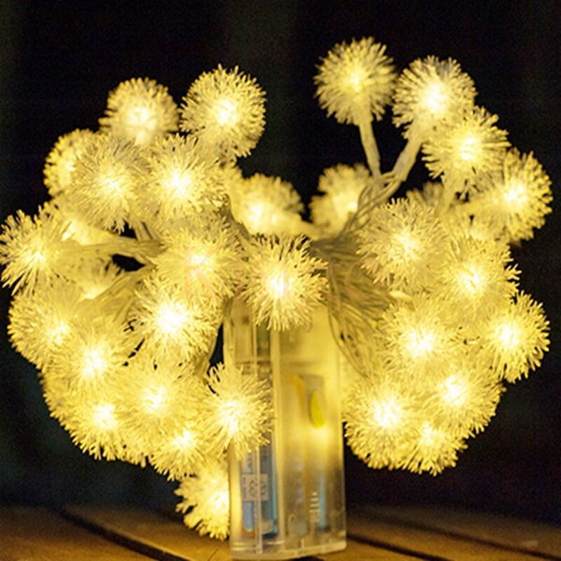 LED Snowflake twinkle string lights Christmas fairy lights Outdoor use Decorations for Year Xmas Wedding Room Party: Yellow / 5M 50LEDs