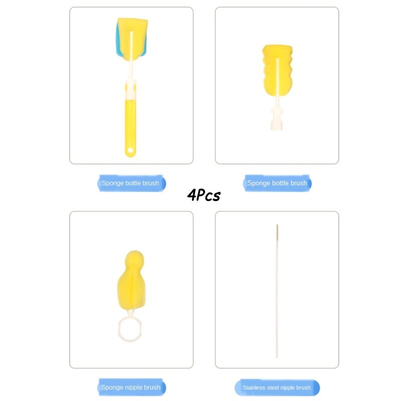 4 pz/lotto biberon spazzola paglia spazzola di pulizia in acciaio inox biberon lavaggio cannuccia biberon spazzole Cleaner