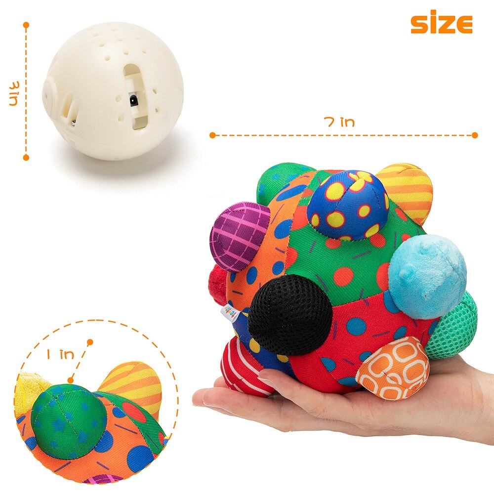 teytoy Developmental Bumpy Ball, USB Charged Bouncing Crawl Ball Toy Baby Sensory Toys Music Shake Dancing Balls Multicolor Ball