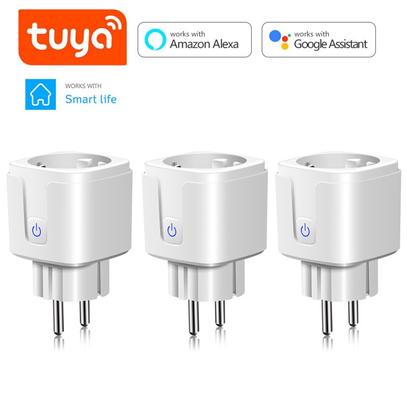 3pcs Tuya EU WiFi Smart Plug Tuya Smart Life App Alexa/Google Assistance Voice Control Remote Switch Power Statistics Smart Plug: 02 3pcs