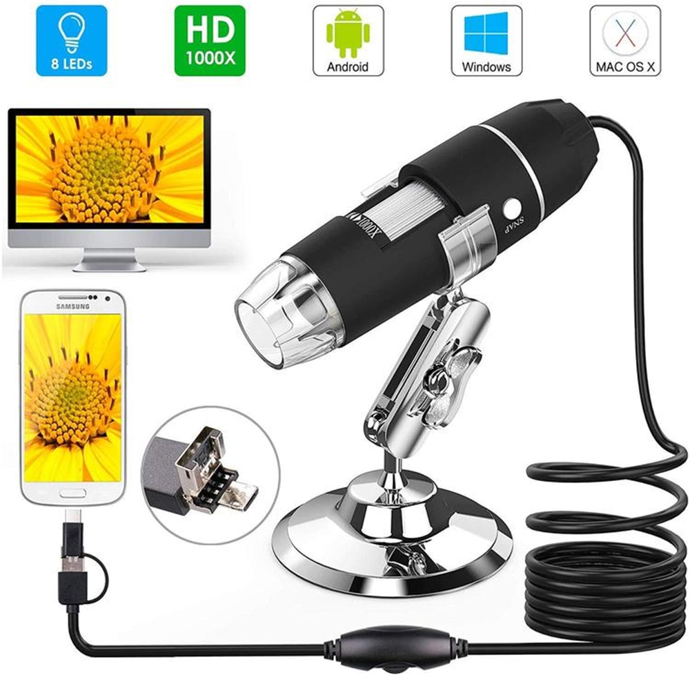 1000X 3 in 1 USB 8LED Microscope Handheld Portable Digital Microscope Magnifier Electronic Stereo Endoscope Camera