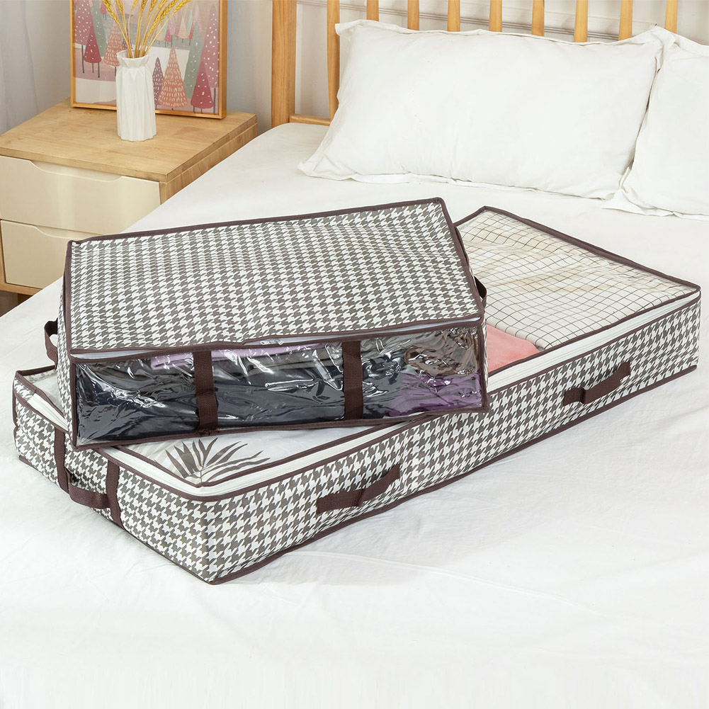 40L Underbed Storage Bag Foldable Quilt Clothes Storage Bag Large Capacity Dustproof Toys Bags Moisture Dust Proof Organizer