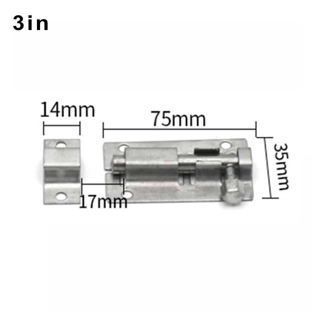 1.5/2/3/4 Inch Silver Stainless Steel Door Sliding Lock Barrel Bolt Durable Anti-theft Gate Safety Lock Home Decoration: 3