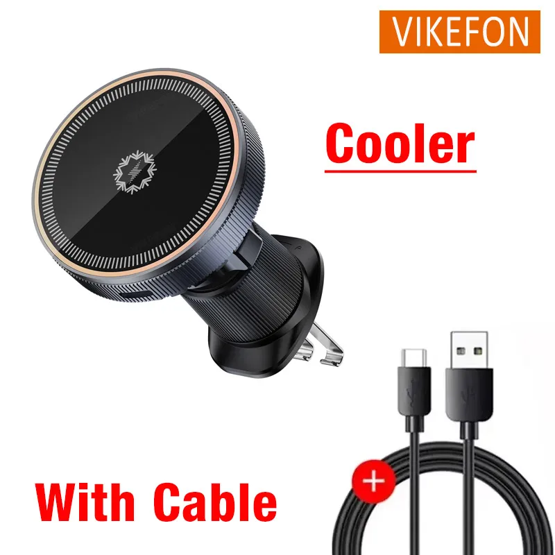 30W ice Cooling Magnetic Wireless Car Charger for iPhone16 15 14 13 12 Pro Max MacSafe Car Phone Holder Fast Charging Station: Yellow
