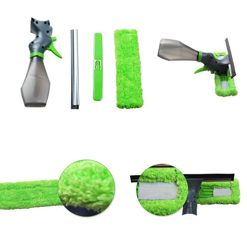 Car Wiper, 3 in 1 Double-Sided Water Spray Glass Cleaner Car Wash Wiper, Window Cleaner Spray Bottle Wiper Squeegee Microfibre C