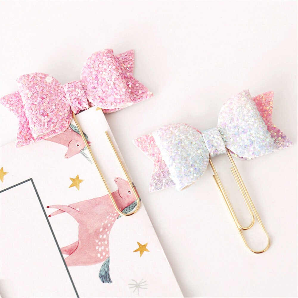 4 Stuks Leuke Kleurverloop Boog-Knoop Papier Clips Kawaii Briefpapier Mooie Macaron Kleur Bindmiddel Clips Foto 'S Documenten Brief klem