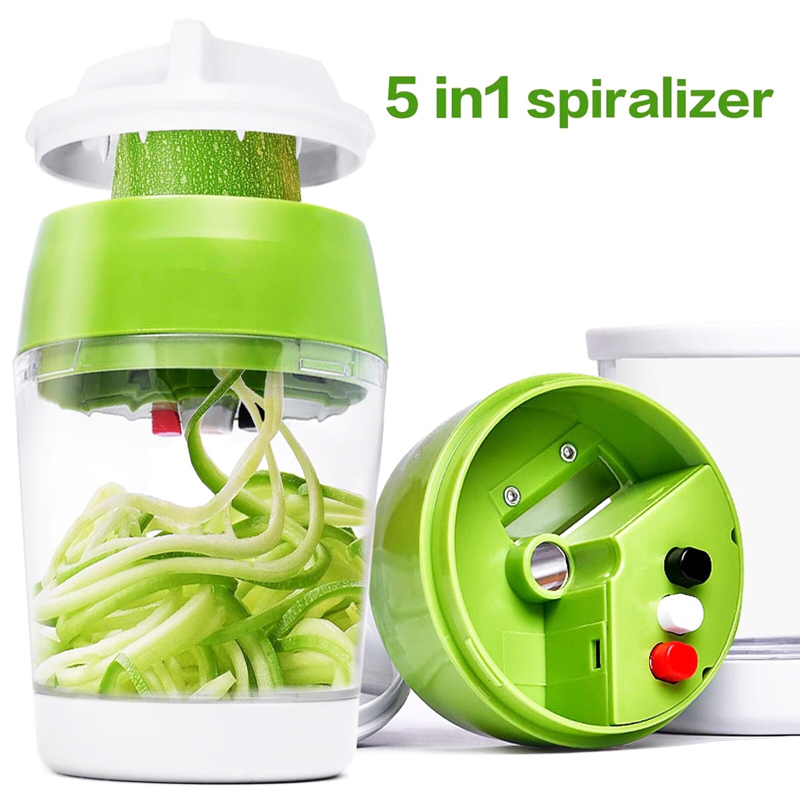 4 in 1 Vegetable Slicer Kitchen Mandolin Container Adjustable Handheld Vegetable Spiralizer Spiral Cutter Spaghetti Maker