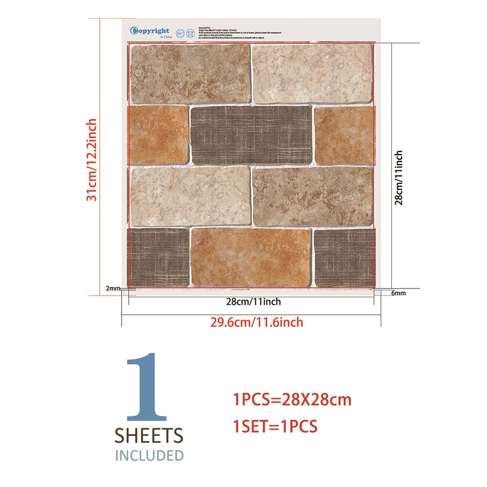 Wood Pattern Wall Tile Stickers Waterproof Retro Pattern Tile Floor Stair Sticker Bathroom Kitchen Decoration