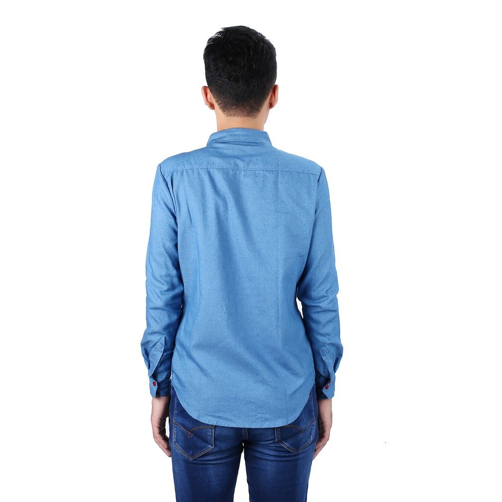 Jeansskjortor herr cowboyskjorta casual långärmad slim fit skjorta höst man jeans jeansskjorta toppar storlek s-xxl