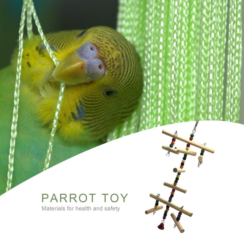 Papegaai Kooi Chew Bite Speelgoed Goede Taaiheid En Sterk Uithoudingsvermogen Budgie Vogel Kleurrijke Kraal Opknoping Klimmen Ladder