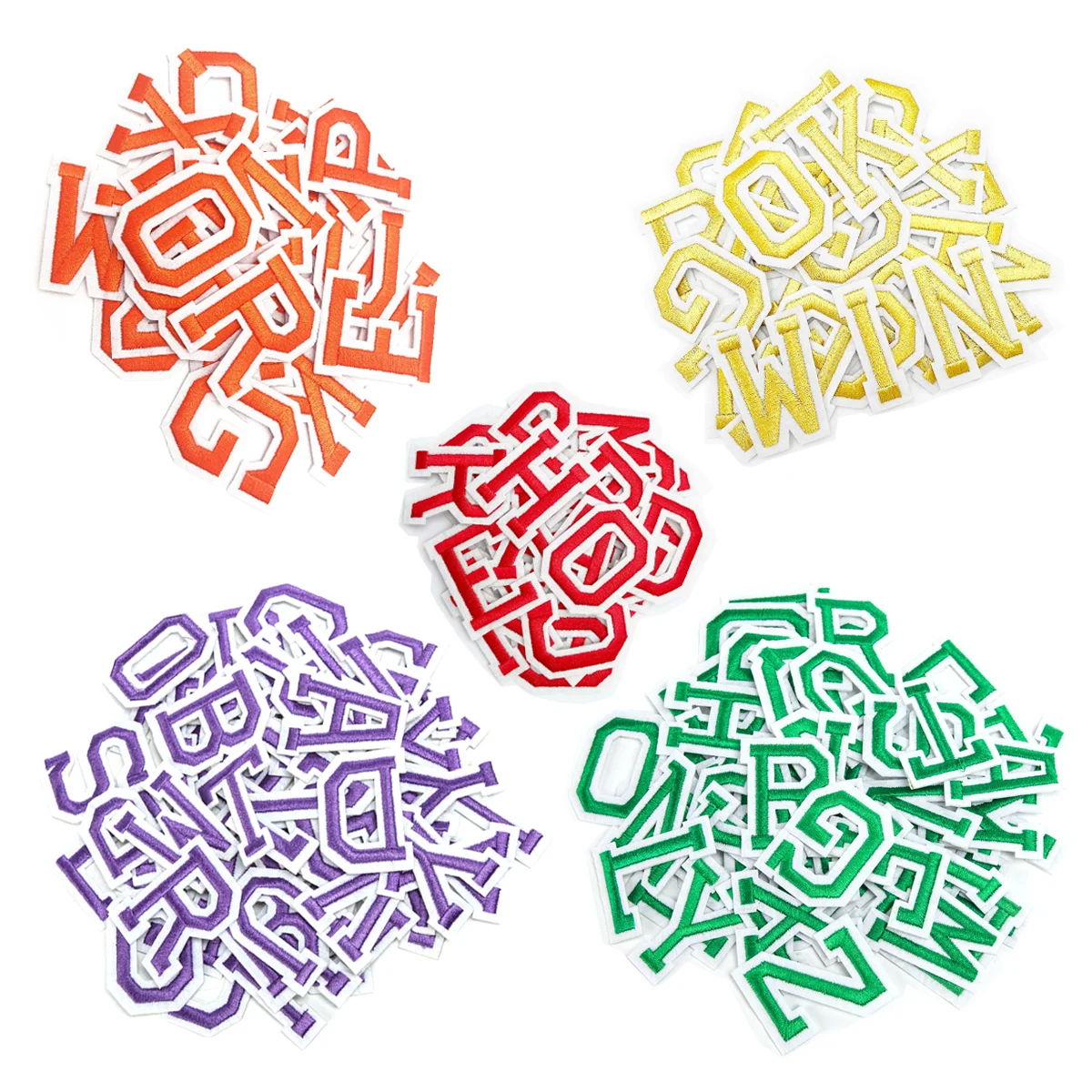 52-delige A-Z opstrijkbare alfabetletterpatches - zelfklevende decoratieve achterkant en reparatiepatches voor kleding