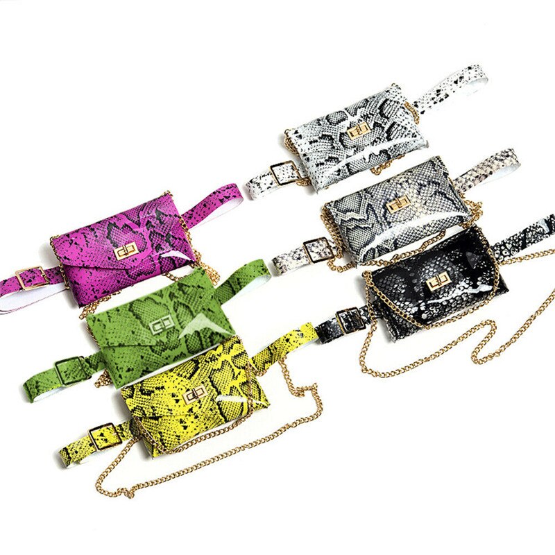 Fluorescerende heuptasjes voor dames met slangenhuid, pvc heuptasjes, crossbody tas voor dames en meisjes