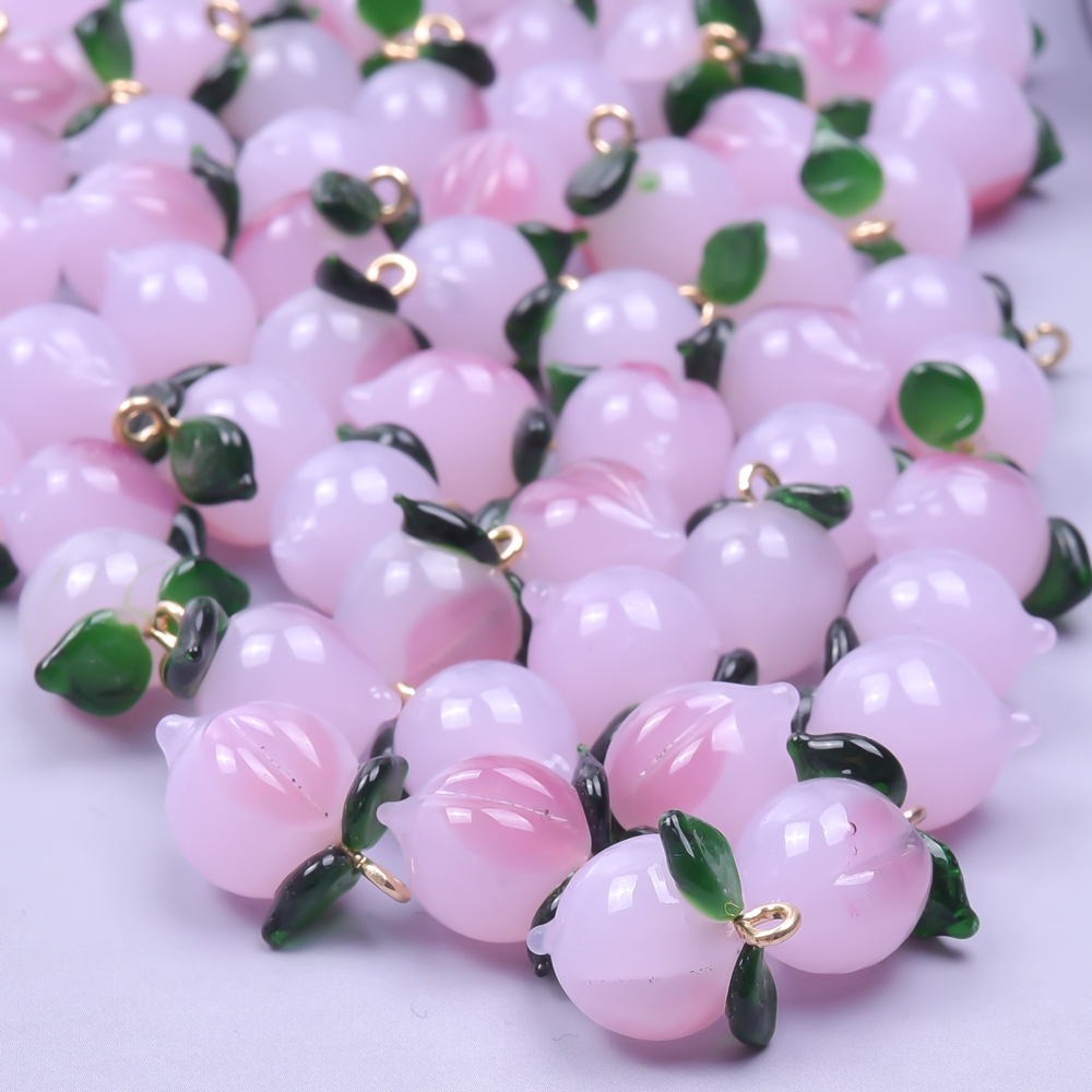 5Pcs/Lot Mix Styles Glass Fruit Strawberry Peach Charms Diy Vegetable Eggplant Sweet Potato Pendant Jewelry Accessories Finding