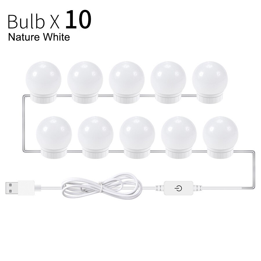 Make up Spiegel Vanity Led-lampen Kit Usb-poort Opladen Cosmetische Make-up Licht Spiegels Lamp Verstelbare Helderheid lichten A1: 10leds