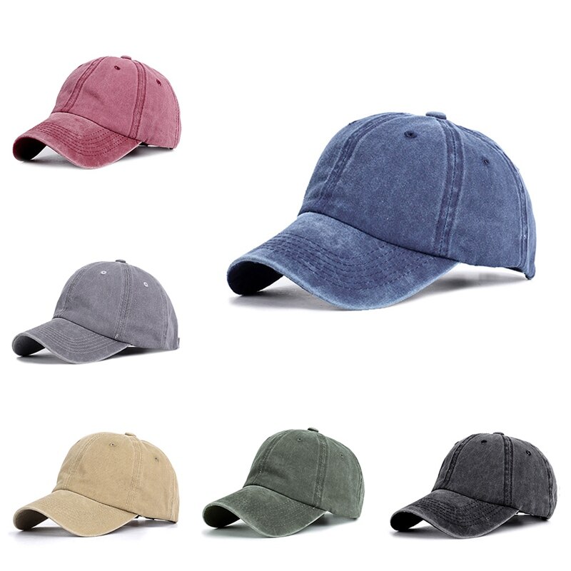 Baseball Cap Ponytail Hat Headwear Outdoor Sports Wear With Adjustable Back Closure Solid Color Washed Cotton